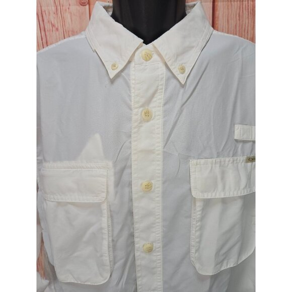 ExOfficio Mens Air Strip L/S Shirt Large White UPF 30 Sun Protection Roll-Up NWT - Picture 8 of 9